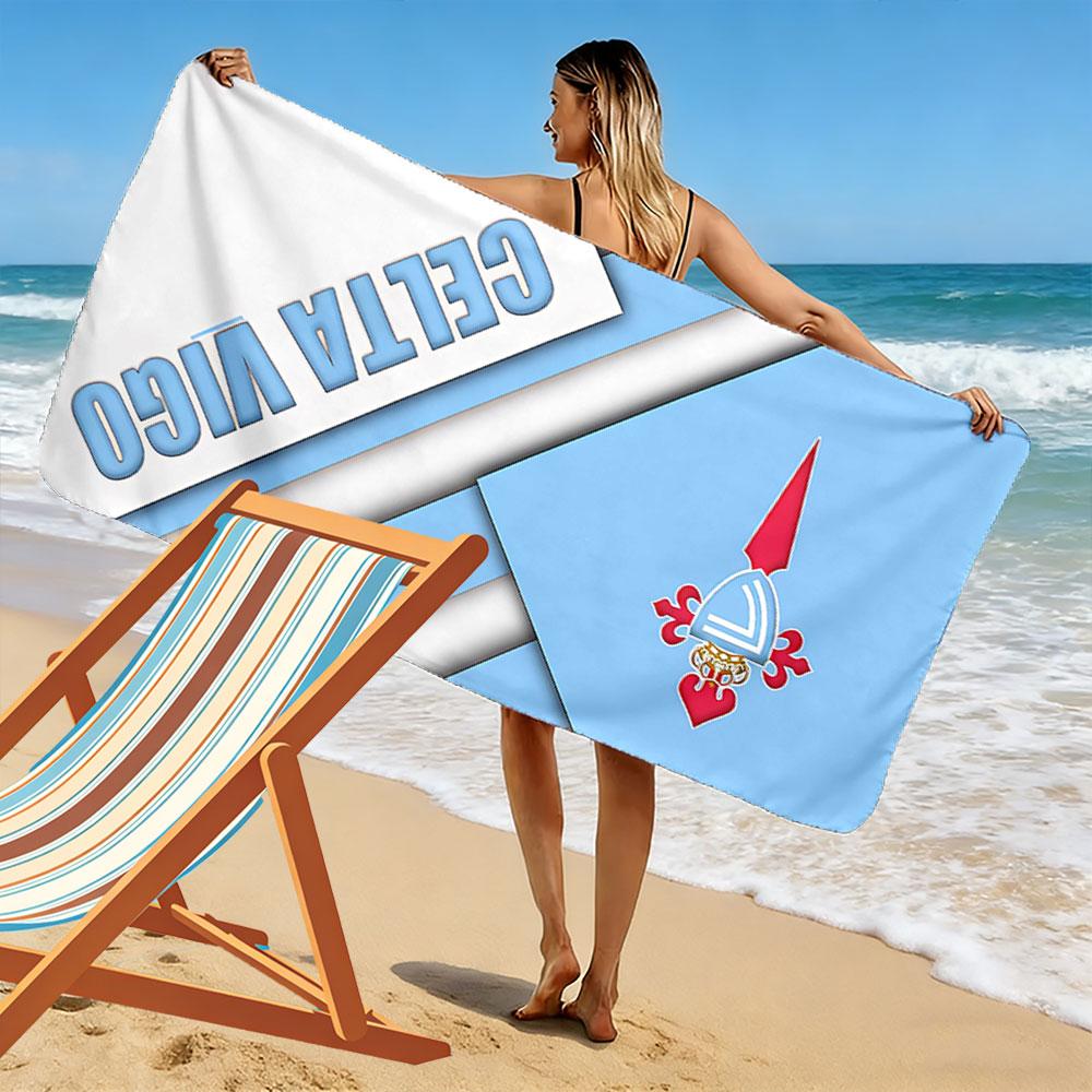 Beach Blanket with RC Celta Vigo Football Crest, Ultra Soft Quick Dry, Durable Fade Resistant, for Pool Beach Gift
