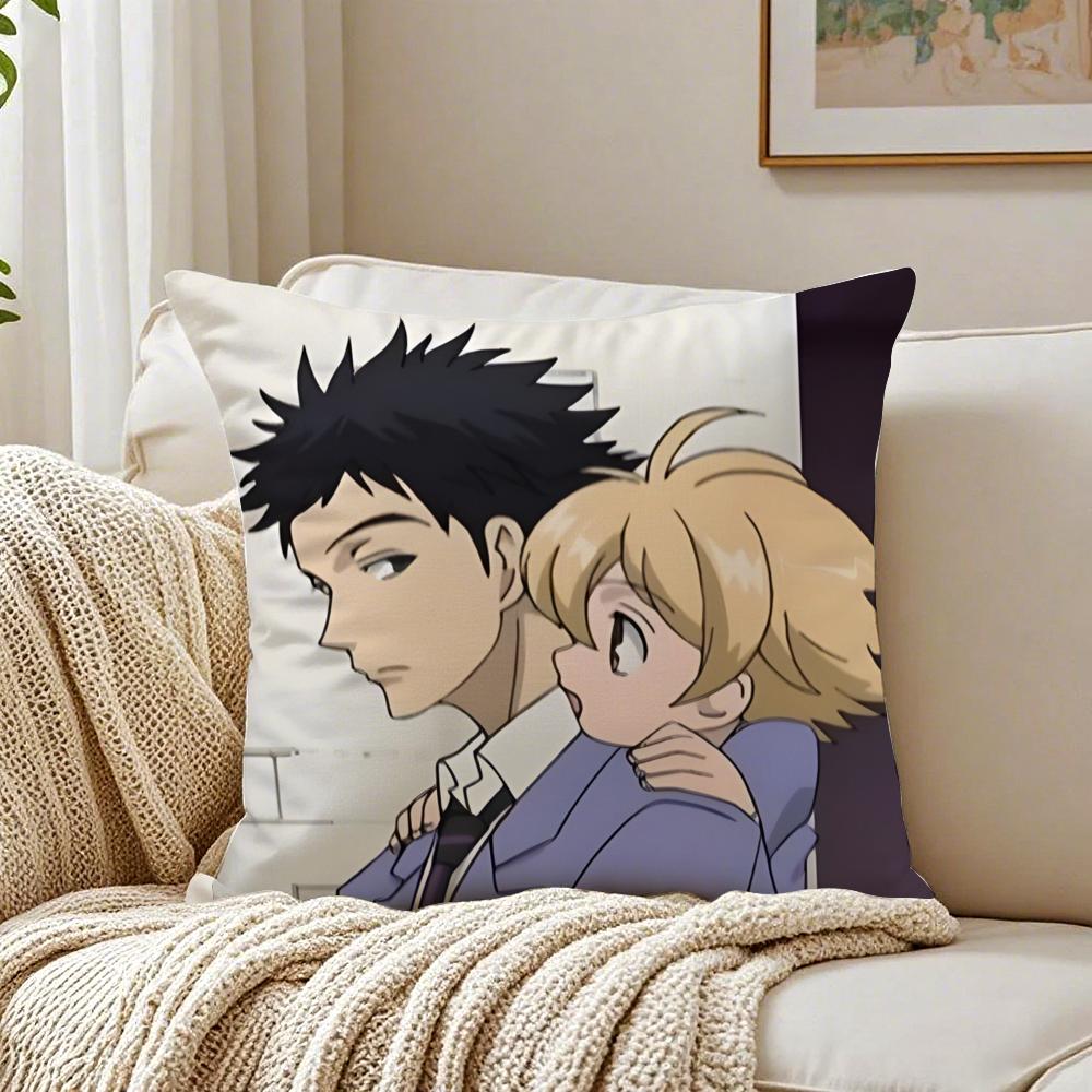 Funny Romance Anime OOuran High School Cushion Cover Linen Pillowcase Soft for Sofa Bed Home Room Decor