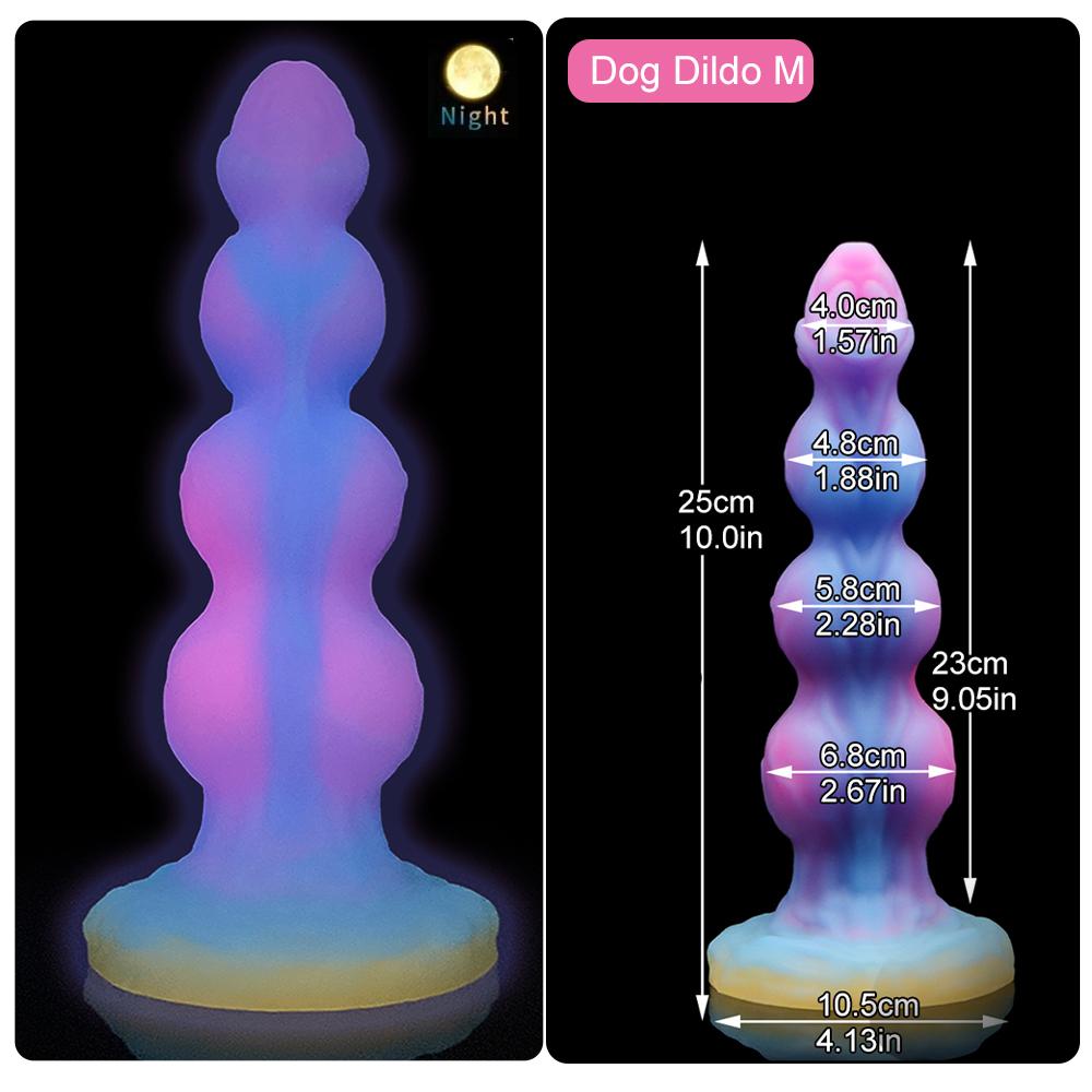 Huge Anal Dildos Realistic Dog Dick Luminous Animal Penis 3 Balls Anal Plug Silicone Butt Plug for Women Vaginal Masturbation