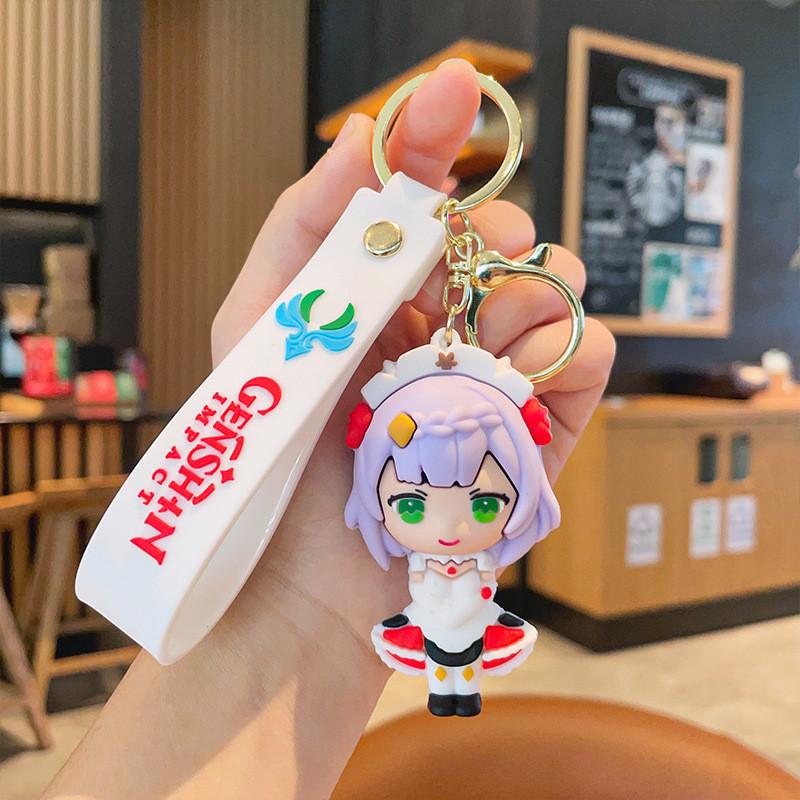 Portachiavi in ​​silicone con simpatico personaggio di Genshin Impact, adorabile statuetta in PVC per borse e telefoni.