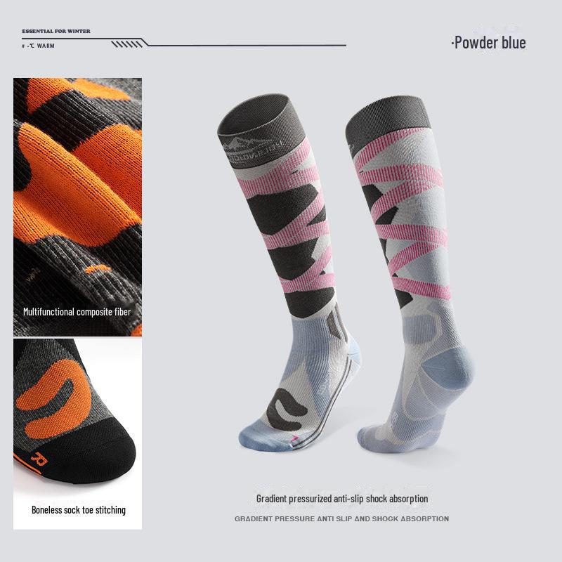 DWZ09 Non-Slip Thick Wool Ski Socks for Outdoor, Snow, Cycling, and Mountaineering - Mid-High Tube, Warm for Autumn & Winter