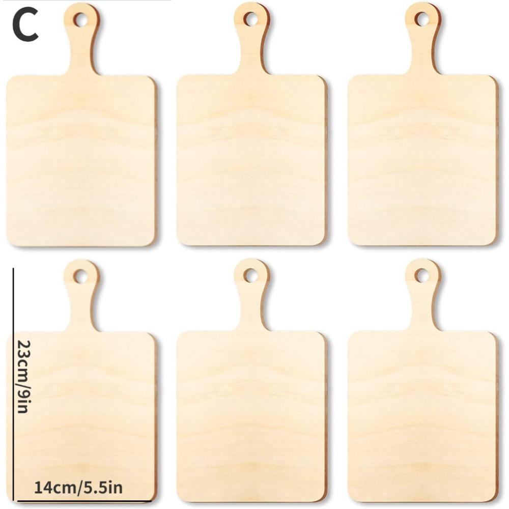 Set of 6 Wooden Cutting Boards Mini Paddle Boards for Serving Charcuterie Snacks Cheese Bread Food Photography Props Unique Shap