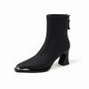 Celebrity style fashion increases height and shows thinness temperament short boots 2025 autumn new square head thick heel rear zipper high heel wom