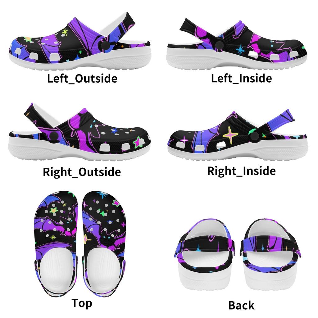 White EVA Clogs with Colorful Skull Print, Lightweight Slip On Garden Shoes, Breathable Beach Sandals, Indoor Outdoor Slippers for Men Women