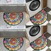 Colorful Ethnic Style Flower Semi-Circular Carpet Soft Non-Slip Decorative Mat 2D Print Aesthetic Rug for Bedroom Balcony Entrance