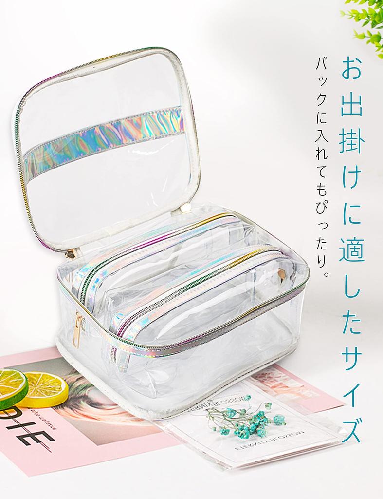 FOIROKASA Laser Transparent Makeup Large Portable Cosmetic Portable Makeup Pouch for Portable Makeup PU Perfect for Hot Business and More Pouch,