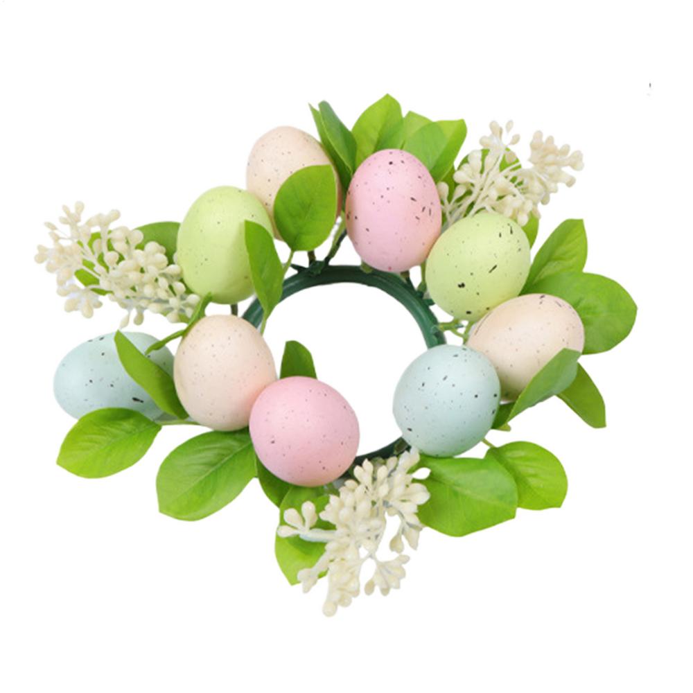 Candy Color Egg Candle Holder Flower Wreath Easter Party Decoration Desktop Home Centerpieces Table Arrangement Candles Wreath