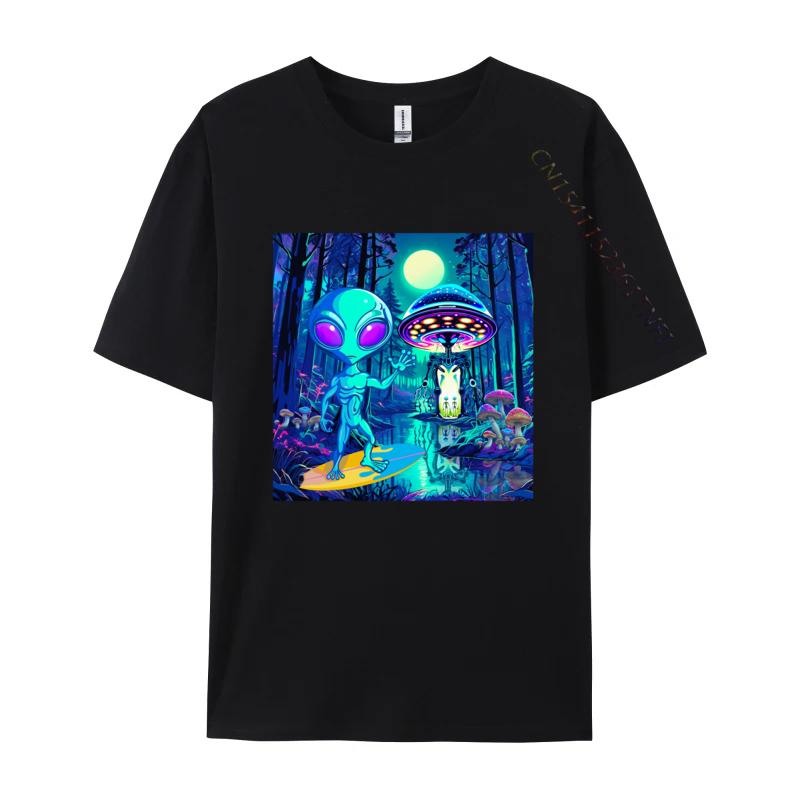 Grey Alien Waving Tshirt Wonderful Forest Anime T Shirts For Men Europe Tops Tees New Coming Street Cotton
