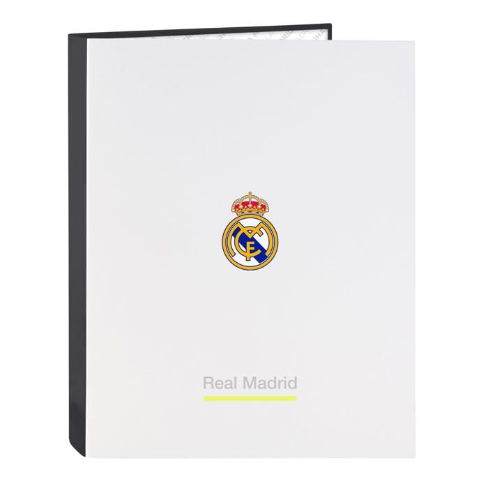 Classeur 4 anneaux - Safta - Real Madrid ÉQUIPATION 25/26 - 26,5x33 cm - Blanc - Couverture rigide - Carton résistant