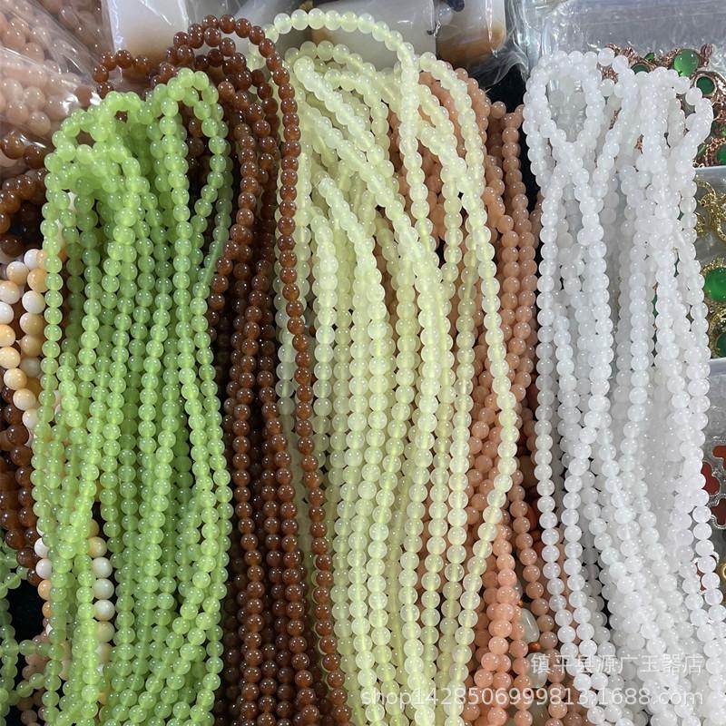 Affordable Unisex Hetian Jade Necklace: Pink, White, Cyan Beaded Bracelet White