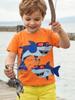 New Summer Boys' Shark Print Short-Sleeve T-shirt - European & American Fashion, Round Neck