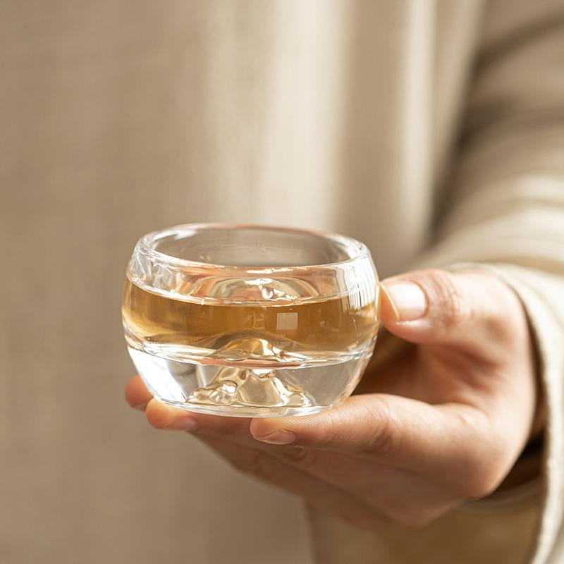 1 Pc Chinese Transparent Glass Tea Cup Handmade Tea Bowl Household Teacup Travel Personal Master Cup Tea Set Accessories 35ml