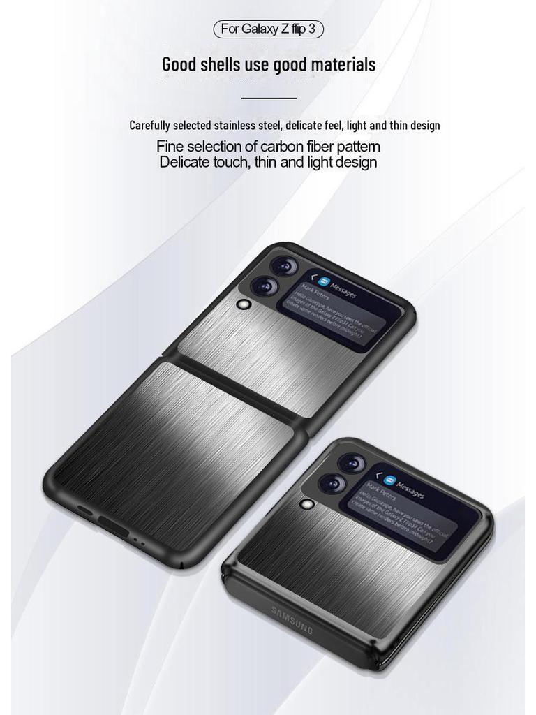 Samsung Z Flip Series Brushed Stainless Steel Heat Dissipation Phone Case