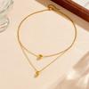 Beads Geometric Water Droplet Double-Layer Pendant Necklace Lady 316L Stainless Steel Classic Trend Waterproof Jewelry