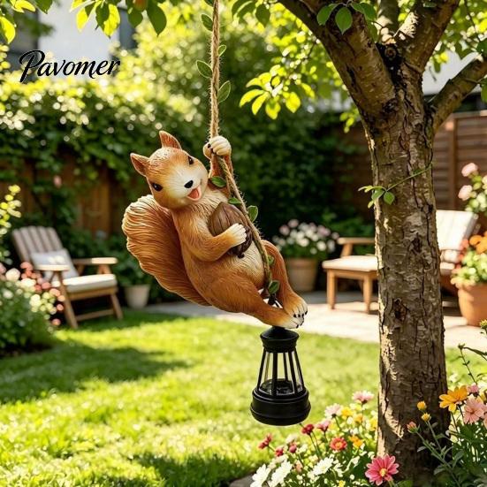 Unique Yard Decor for Garden Lovers Climbing Animal Solar Light, Resin Statue with Lantern, Fence Lights Hanging Light Outdoor Tree Decoration