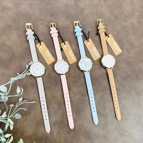 Fieldwork Women's Snoopy Analog Watch with Leather Strap, Watercolor Illustration, Pink (PNT033-2)