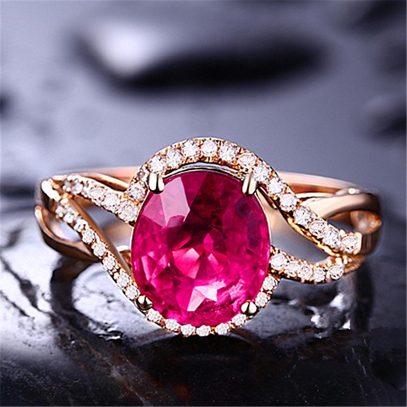 Elegant and Minimalist Socialite 2-carat Tourmaline Red Ring with Multiple Luxurious Diamond Studded Rings 2026