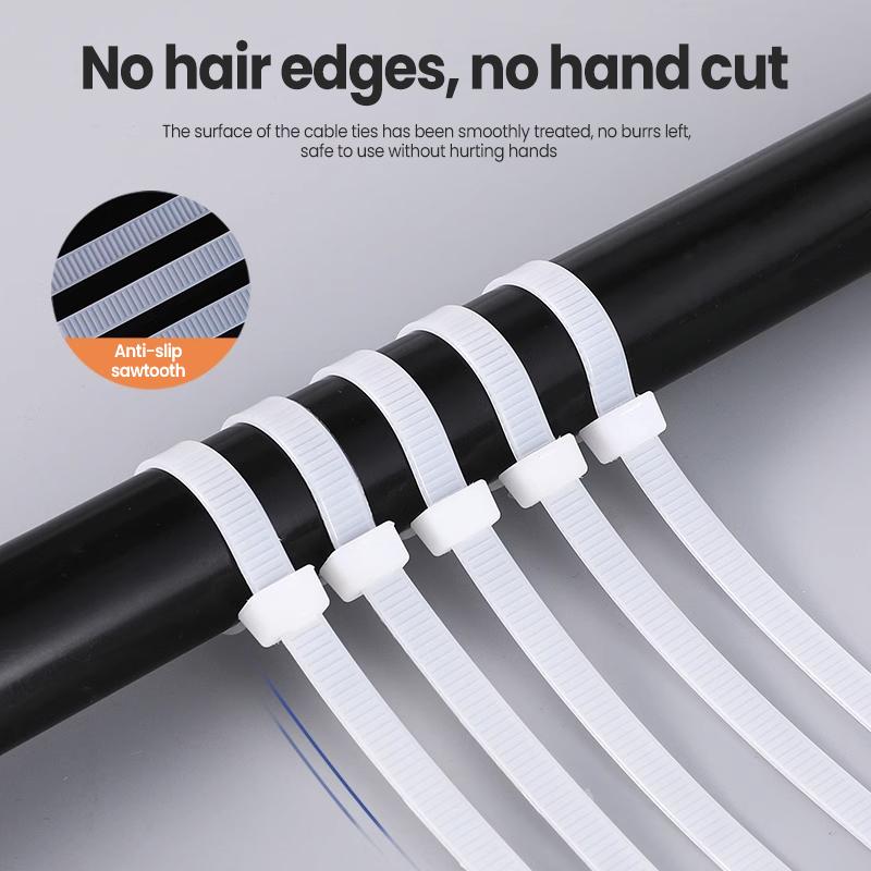 100/200g Self-locking plastic nylon tie white Zip wraps strap nylon cable tie set fastening ring Loop Wire Wrap For Home