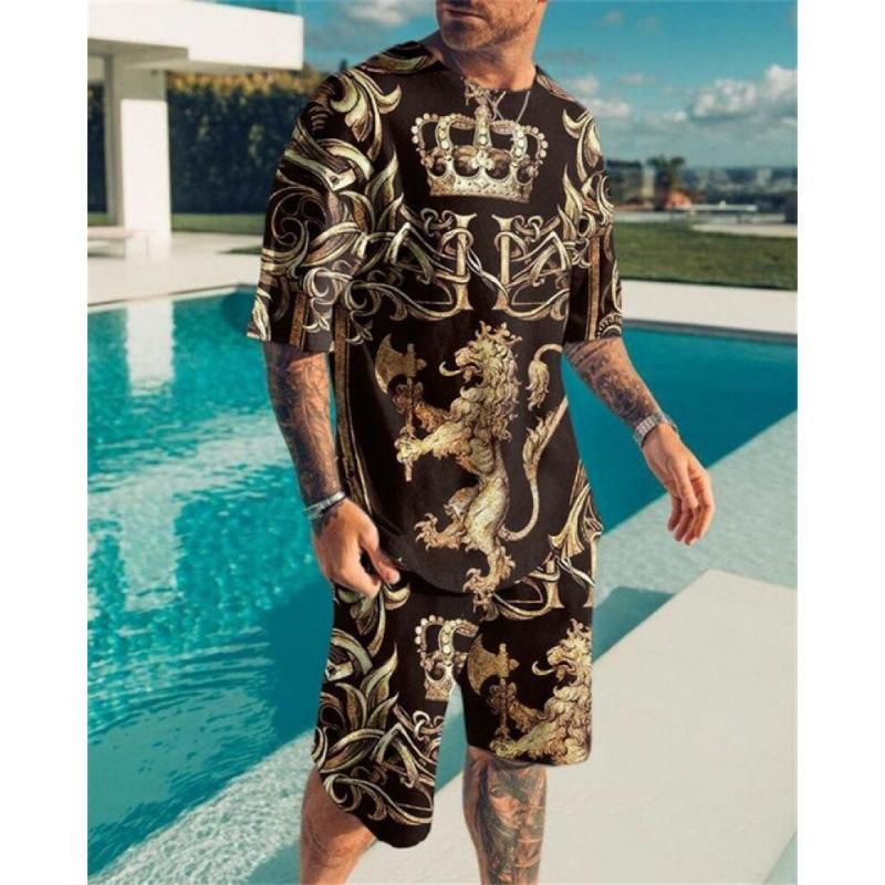 16 summer new fashion 1D lion print men's sportswear 1-piece wholesale