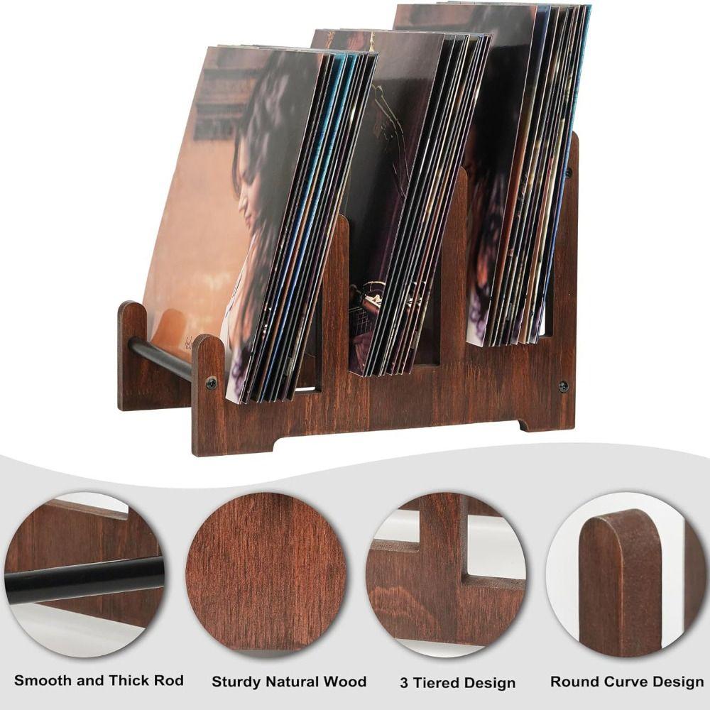 3-Tier Design Vinyl Record Holder Space Saving Vinyl Record Storage Album Display Stand  Album Book