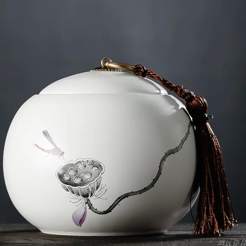 Large Capacity Ceramic Tea Caddy Portable Sealed Travel Tea Jar Candy Coffee Storage Spice Container Tea Boxes Storage Tank