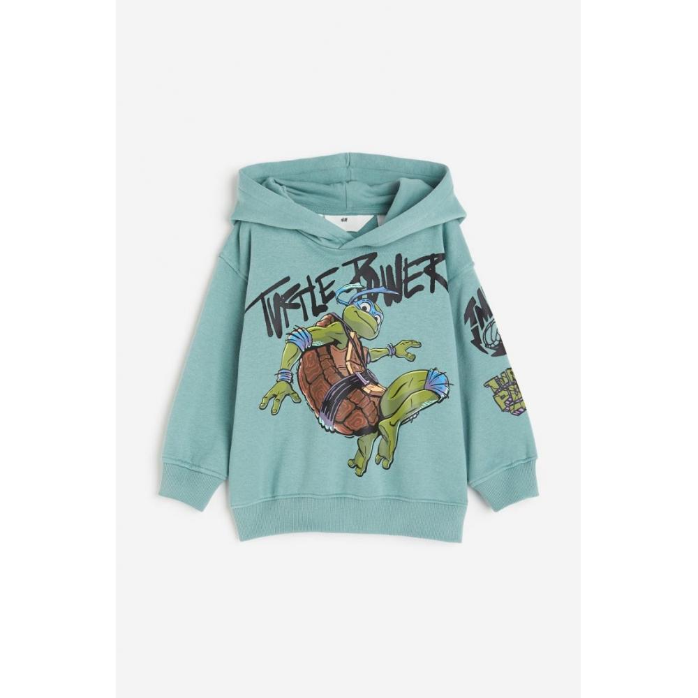

Худи с принтом H&M бирюзовый/черепашки ниндзя