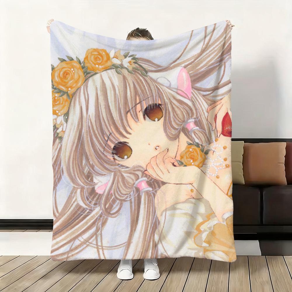 C-Chobits Cartoon Cute Anime Throw Flannel Fluffy Soft Blanket Warm Skin-Friendly Throw for Sofa Bed Office Nap Winter