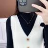Faux Mink Knitted Waistcoat Spring and Autumn Mohair V-neck Vest Knitting Versatile Sleeveless Mid-length Casual Women's Dress