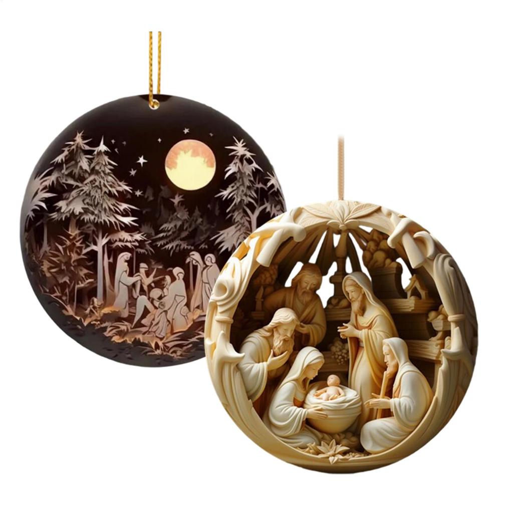 Nativity Ornaments 2D Acrylic Nativity Tree Decoration Christian Christmas Decor For Easter Window Party Winter Holiday Home Car