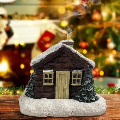 Weihnachten Schneehaus Räuchergefäß Dekoration Weihnachten Blockhütte Dorfhaus Harz Räucherstäbchenhalter Heim Büro Schreibtisch Ornament