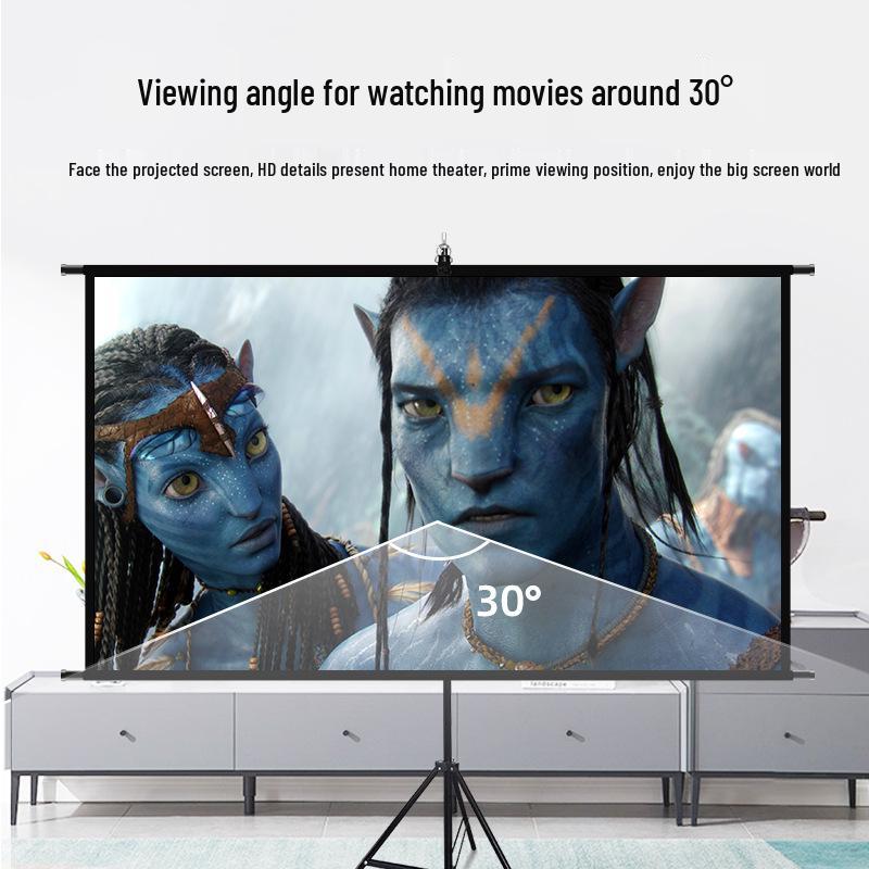 100-Inch Portable HD Projector Screen with Stand - Wall-Mountable, Anti-Light, Movable, for Home and Outdoor Use