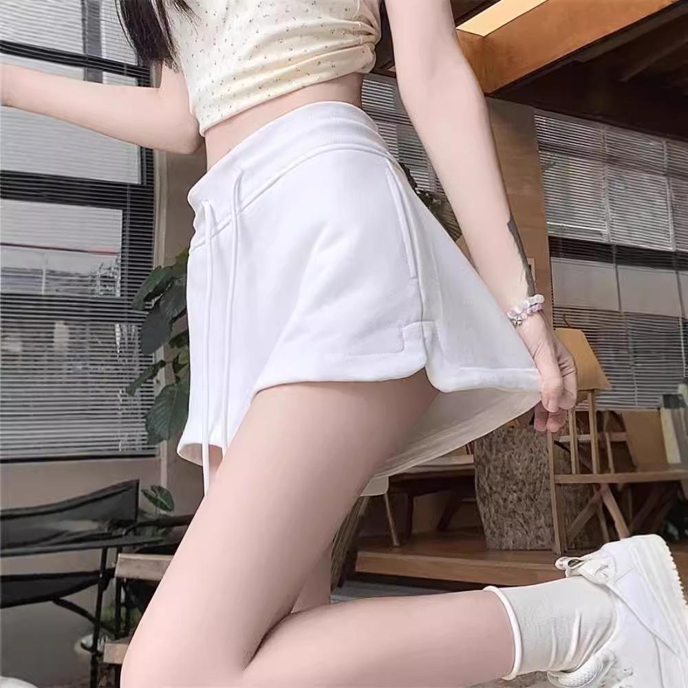 Autumn 2024 Women's Drawstring Casual High-Waist Loose Wide-Leg Shorts