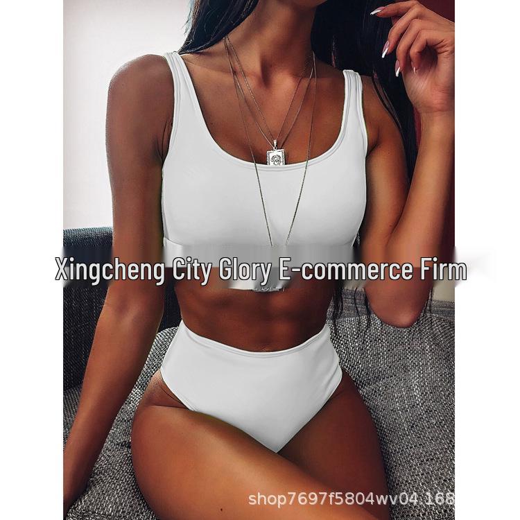 High-Waisted Rib-Knit Bikini Set: Tummy-Covering Two-Piece Swimsuit with Buckle (2024)