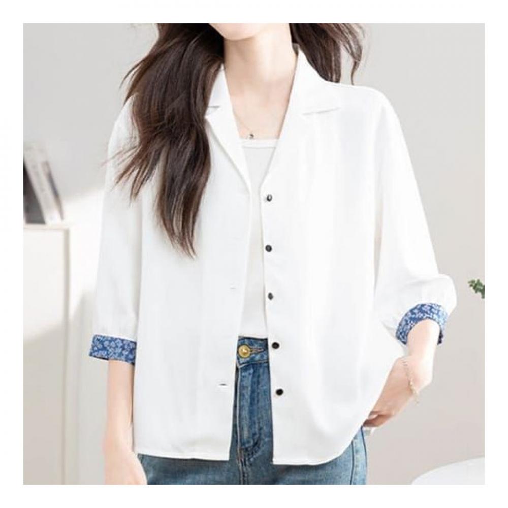 Navava Women Vintage Clean Point Sleeve 7 8 Shirt Nb2197