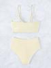 European and American Women's Fashion Sexy Two Pieces Bikini Swimsuit Padded Camisole Swimwear Set High Waisted Tankini Bathing Suit