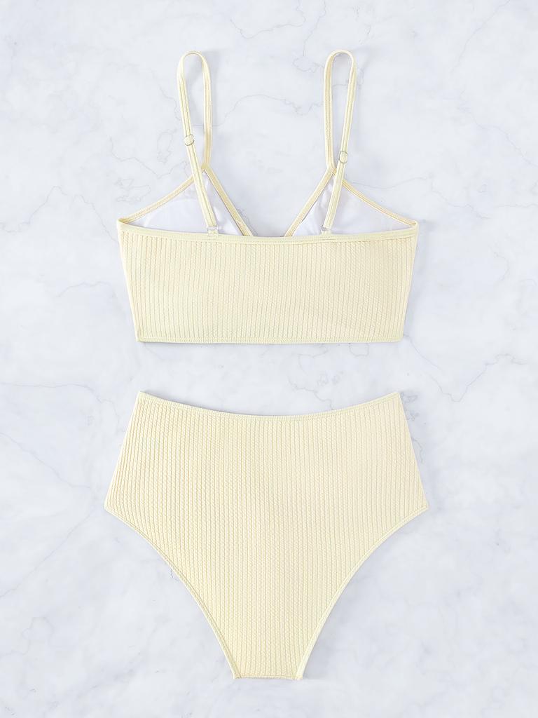 Evropská a americká dámská móda Sexy dvoudílné bikiny plavky vycpaná košilka plavky souprava plavek s vysokým pasem