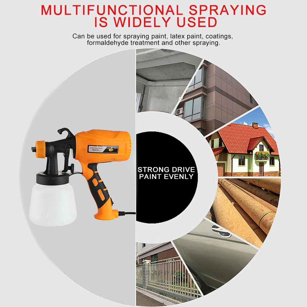 500W Electric Spray Gun 4 Nozzle Sizes 900 Cc HVLP Powerful Auto & Home Paint Sprayer Flow Control Easy Spraying