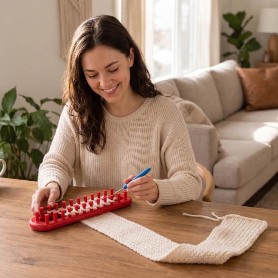 Plastic Knitting Loom Long Hook Set, Beginner for DIY Hat Wool Supplies Scarf Shawl, Rectangular Yarn Weaving with Crochet Kit