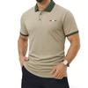 Casual Men's Golf Polo Shirt with a Three-button Collar and Contrasting Collar Trim-made from Soft Fabric, Perfect for Work or Social Gatherings