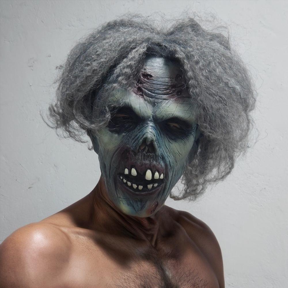 Halloween zombie mask, clown mask, scary horror ghost mask, new latex mask, headgear, party props Green-faced zombie