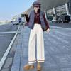Thickened White Wide-leg Jeans for Women In Autumn and Winter New High-waist Loose Flip Straight Pants