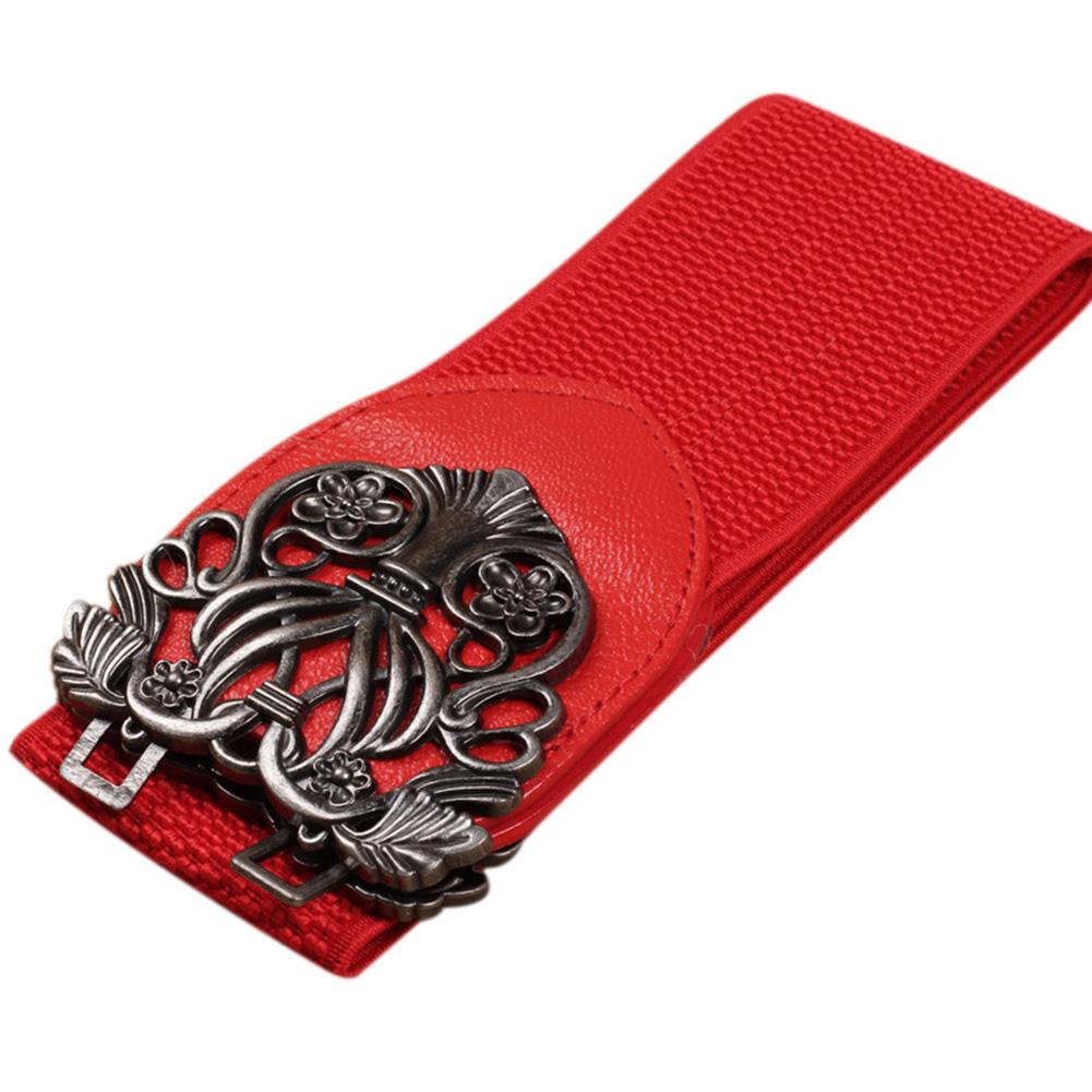 Women Fashion Elastic Wide Waistband Simple Leather Belt Decoration