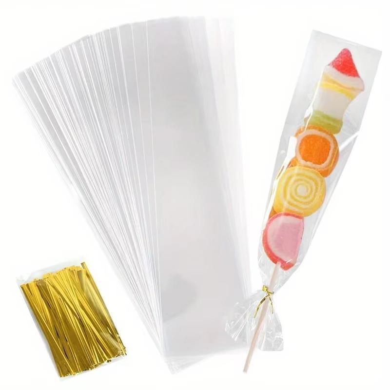 100/50Pcs Christmas Transparent Candied Haws Packaging Bags OPP Plastic Candy Bags Wedding Baby Shower Birthday Party Supply