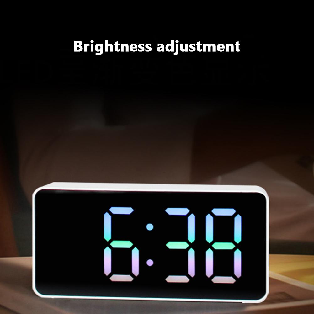 Digital Led Alarm Clock Voice Control Battery USB Dual Power Adjustable Brightness Mute For Teens Bedrooms Bedside