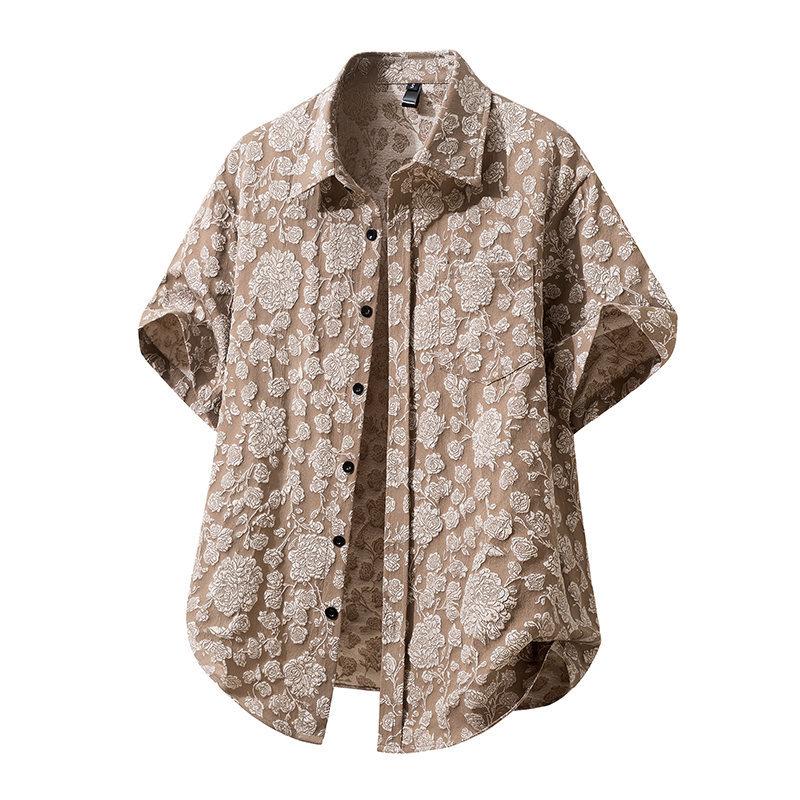 Summer New Men's Hawaiian Short Sleeve Shirt Lightweight Breathable Loose Casual Top