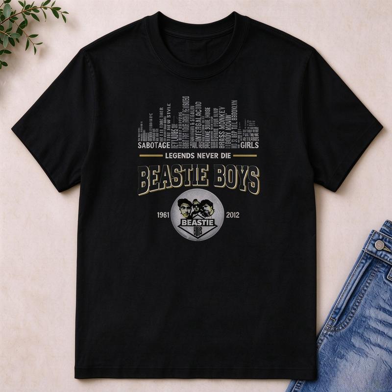 Beastie Boys Legends Never Die 19812012 Graphic T Shirt Unisex Short Sleeve O Neck Casual Hip Hop Music Fans Tee Harajuku Y2k