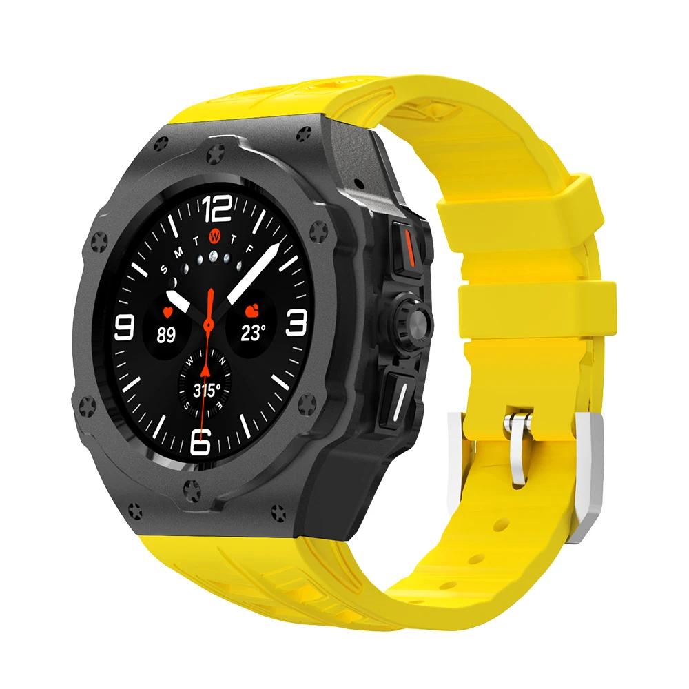 Kit de Modificação de Metal de Luxo para Samsung Galaxy Watch Ultra 47mm Caixa de Carbono Pulseira de Borracha Acessório DIY para Galaxy Watch 7 Ultra