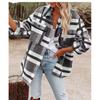 Autumn and Winter Long-sleeved Loose Plaid Shirt Tweed Jacket Female