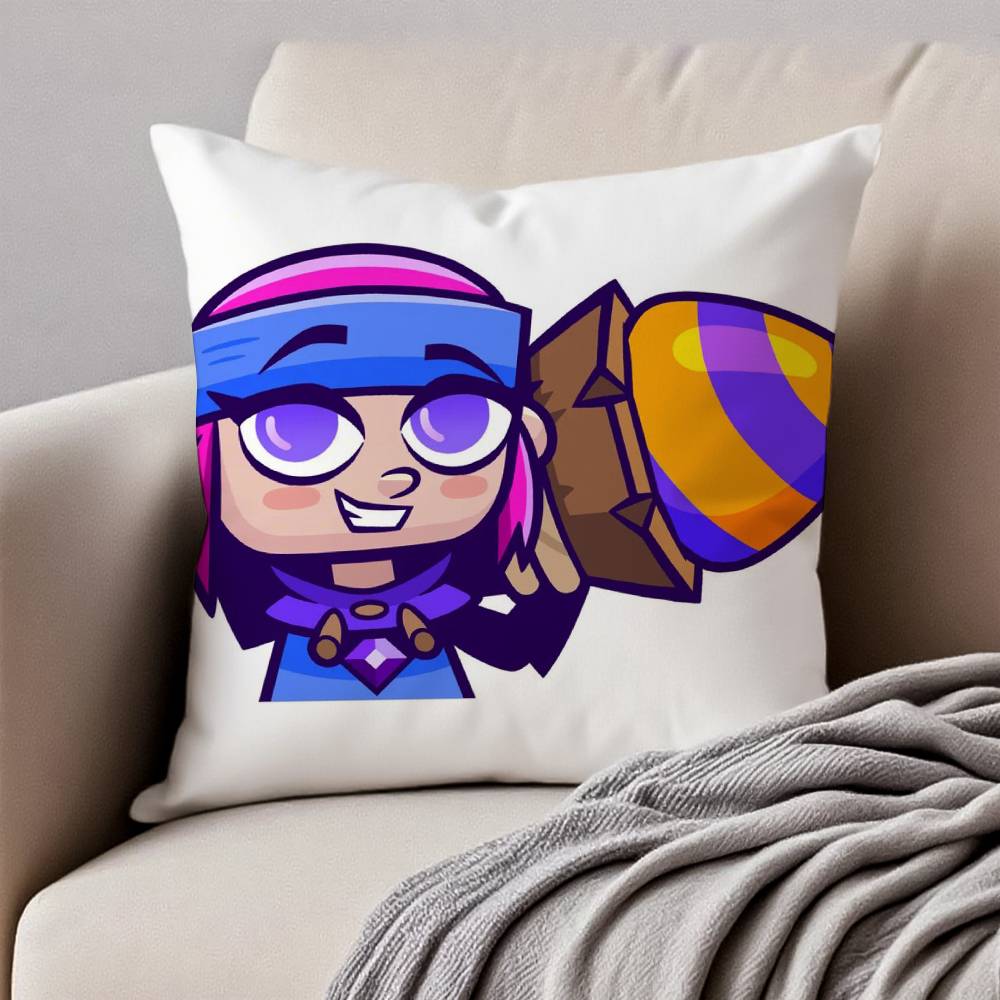 Anime C-Clash R-Royale Pillow Case Anti-dustmite Pillowcase Invisible Zipper Silky Short Plush Sofa Cushion Cover