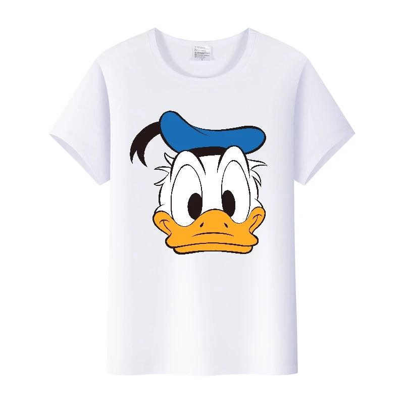 Kawaii Donald Duck Plus Size Tee Ladies Graphic Clothes Summer Women Short Sleeve T-shirt Disney Cartoon Men Tshirt Female Tops